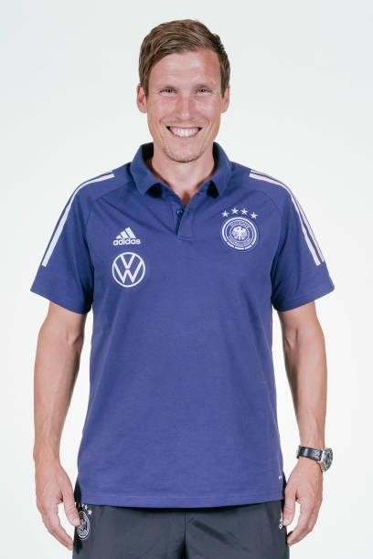 Hannes Wolf poses during the Germany U19 team presentation on September 01, 2021 in Villingen-Schwenningen, Germany.