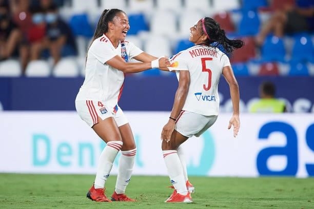 Morroni of Lyon celebrates after scoring goal during the UEFA Women's Champions League match between Levante UD and Lyon at Ciutat de Valencia...