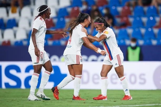 Morroni of Lyon celebrates after scoring goal during the UEFA Women's Champions League match between Levante UD and Lyon at Ciutat de Valencia...