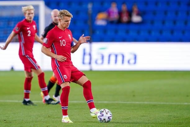 Martin Odegaard of Norway during the World Cup Qualifier match between Norway and Netherlands at Ullevaal Stadium on September 1, 2021 in Oslo, Norway