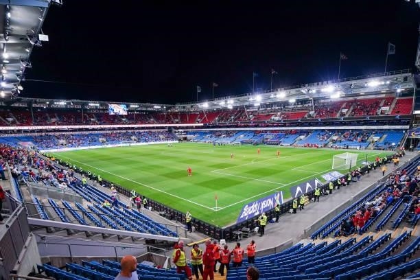 Overview of the Ullevaal Stadium during the World Cup Qualifier match between Norway and Netherlands at Ullevaal Stadium on September 1, 2021 in...