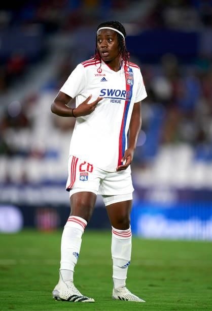 Melvine Malard of Lyon looks on during UEFA Women's Champions League Round 2 match between Levante UD and Lyon at Ciutat de Valencia on September 01,...