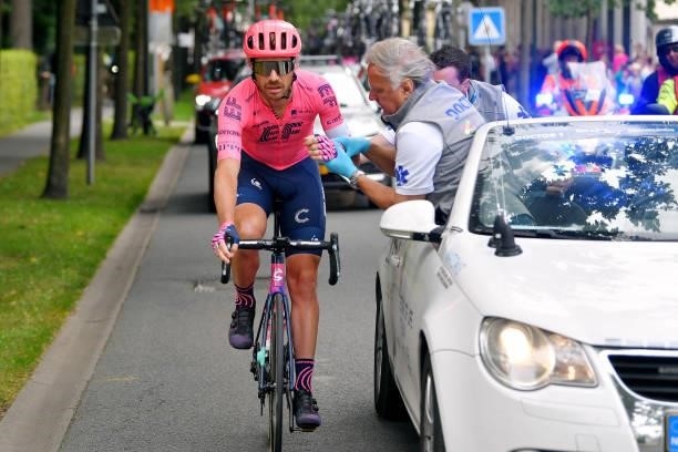 Mitchell Docker of Australia and Team EF Education - Nippo is assisted by the medical team after his crash during the 17th Benelux Tour 2021, Stage 4...