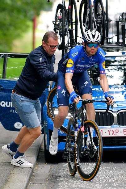 Kasper Asgreen of Denmark and Team Deceuninck - Quick-Step suffers a mechanical problem during the 17th Benelux Tour 2021, Stage 4 a 166,1km stage...
