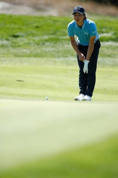 Min Woo Lee of Australia lines up a shot on the ninth hole during Day One of The Italian Open at Marco Simone Golf Club on September 02, 2021 in...