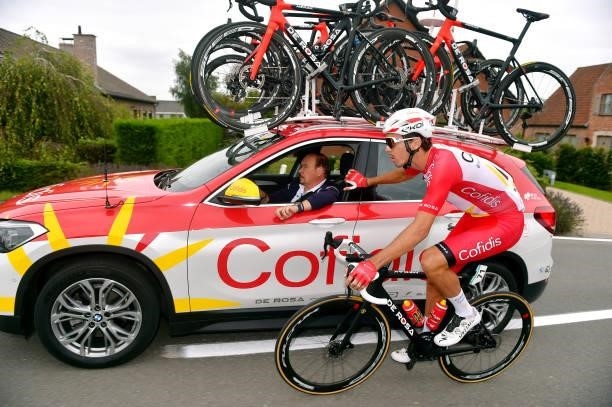 Christophe Laporte of France and Team Cofidis in feed zone during the 17th Benelux Tour 2021, Stage 4 a 166,1km stage from Aalter to Ardooie /...