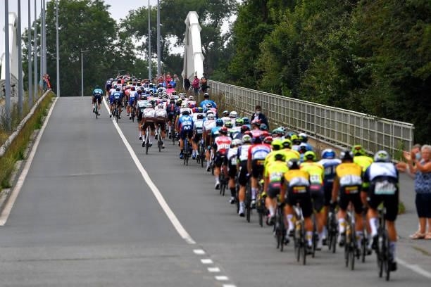 General view of the peloton compete during the 17th Benelux Tour 2021, Stage 4 a 166,1km stage from Aalter to Ardooie / @BeneluxTour / on September...