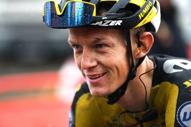 Koen Bouwman of Netherlands and Team Jumbo - Visma at finish line during the 76th Tour of Spain 2021, Stage 17 a 185,5km stage from Unquera to Lagos...