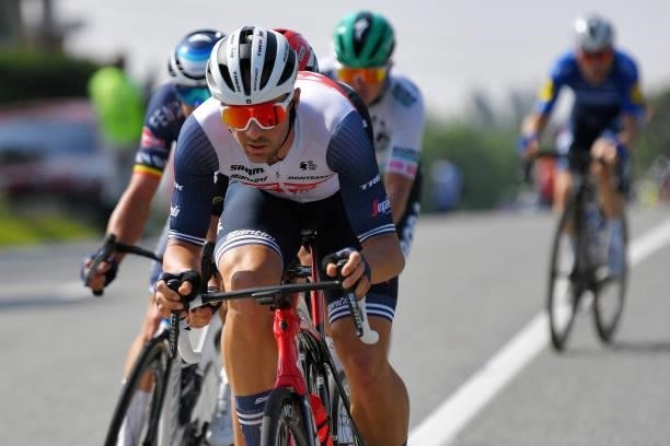 Edward Theuns of Belgium and Team Trek - Segafredo attacks in breakaway during the 17th Benelux Tour 2021, Stage 4 a 166,1km stage from Aalter to...