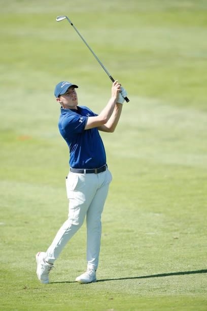 Matthew Fitzpatrick of England plays his second shot on the sixth hole during Day One of The Italian Open at Marco Simone Golf Club on September 02,...