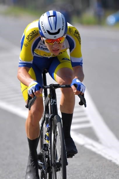 Rune Herregodts of Belgium and Team Sport Vlaanderen - Baloise attacks in the breakaway during the 17th Benelux Tour 2021, Stage 4 a 166,1km stage...