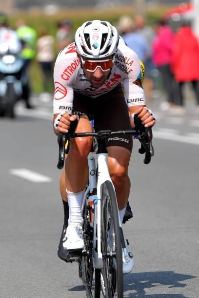Julien Duval of France and AG2R Citröen Team attacks in the breakaway during the 17th Benelux Tour 2021, Stage 4 a 166,1km stage from Aalter to...
