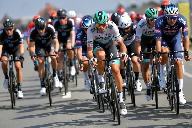 Daniel Oss of Italy and Team Bora - Hansgrohe leads the peloton during the 17th Benelux Tour 2021, Stage 4 a 166,1km stage from Aalter to Ardooie /...