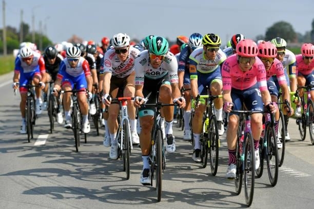 Daniel Oss of Italy and Team Bora - Hansgrohe leads the peloton during the 17th Benelux Tour 2021, Stage 4 a 166,1km stage from Aalter to Ardooie /...