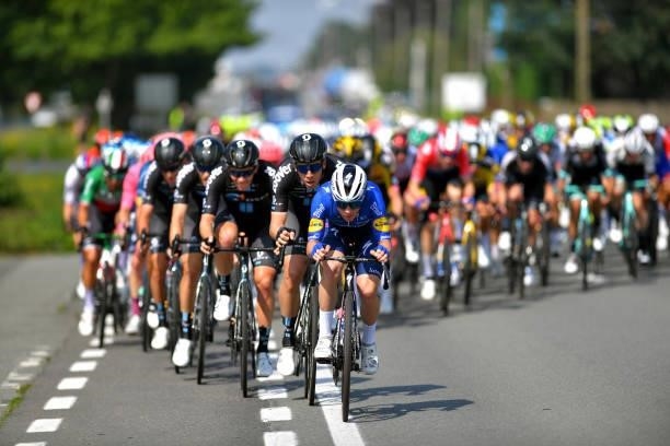 Remco Evenepoel of Belgium and Team Deceuninck - Quick-Step leads the peloton during the 17th Benelux Tour 2021, Stage 4 a 166,1km stage from Aalter...
