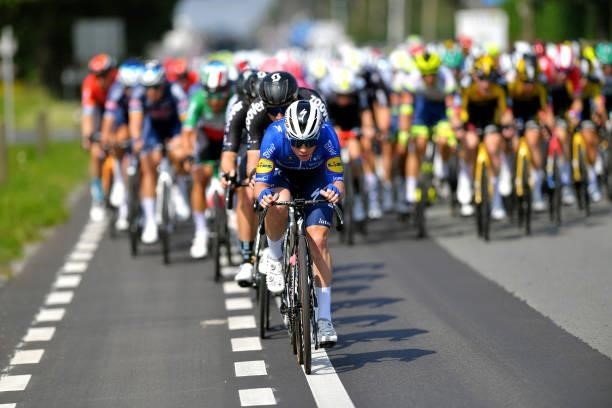 Remco Evenepoel of Belgium and Team Deceuninck - Quick-Step leads the peloton during the 17th Benelux Tour 2021, Stage 4 a 166,1km stage from Aalter...