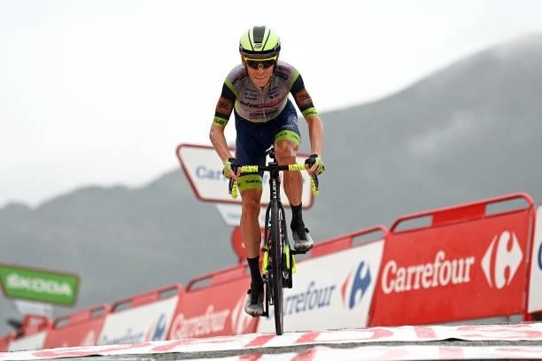 Louis Meintjes of South Africa and Team Intermarché - Wanty - Gobert Matériaux crosses the finishing line during the 76th Tour of Spain 2021, Stage...