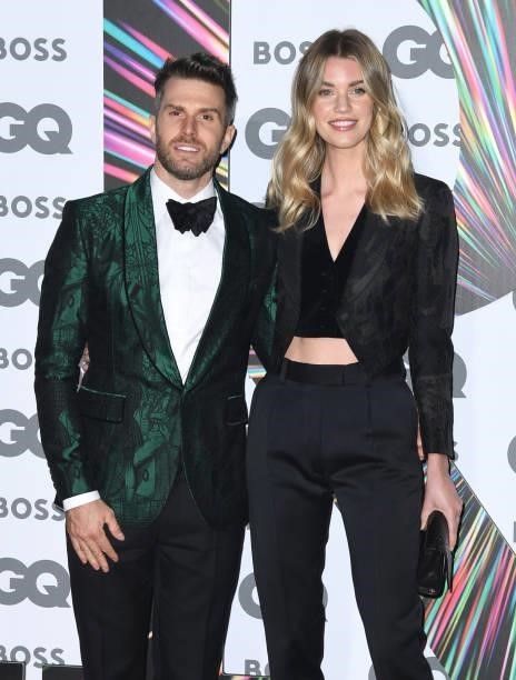 Joel Dommett and Hannah Cooper attend the GQ Men Of The Year Awards 2021 at the Tate Modern on September 01, 2021 in London, England.