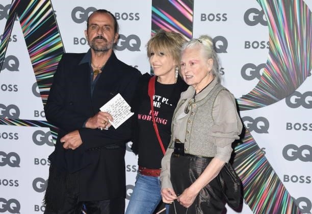Andreas Kronthaler, Chrissie Hynde and Vivienne Westwood attend the GQ Men Of The Year Awards 2021 at the Tate Modern on September 01, 2021 in...