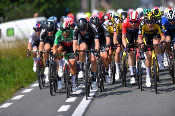 Sonny Colbrelli of Italy and Team Bahrain Victorious and the peloton during the 17th Benelux Tour 2021, Stage 4 a 166,1km stage from Aalter to...