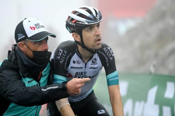 Mikel Nieve Ituralde of Spain and Team BikeExchange reacts after cross the finishing line during the 76th Tour of Spain 2021, Stage 18 a 162,6km...
