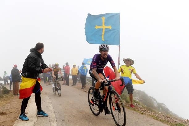 Ángel Madrazo Ruiz of Spain and Team Burgos - BH competes while fans cheer during the 76th Tour of Spain 2021, Stage 18 a 162,6km stage from Salas to...