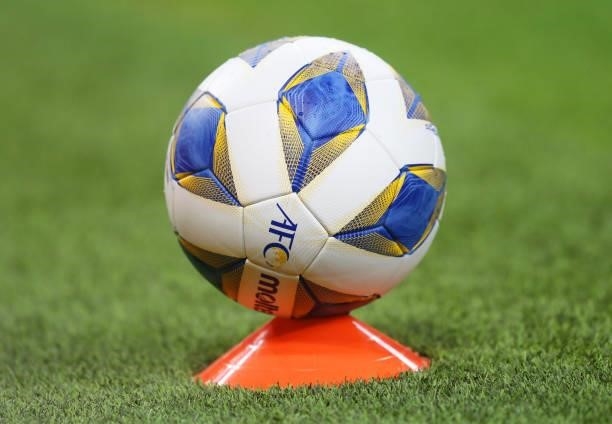 Detail view of the match ball during the 2022 FIFA World Cup Qualifier match between Australia and China PR at Khalifa International Stadium on...