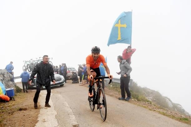 Luis Ángel Maté Mardones of Spain and Team Euskaltel - Euskadi competes while fans cheer during the 76th Tour of Spain 2021, Stage 18 a 162,6km stage...