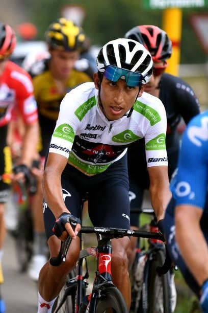 Egan Arley Bernal Gomez of Colombia and Team INEOS Grenadiers white best young jersey competes during the 76th Tour of Spain 2021, Stage 18 a 162,6km...