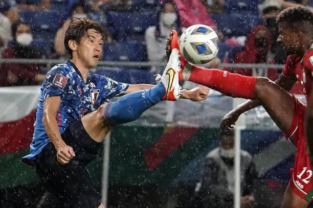 Yuya Osako of Japan in action during FIFA World Cup Asian Qualifier Final Round Group B match between Japan and Oman at Panasonic Stadium Suita on...