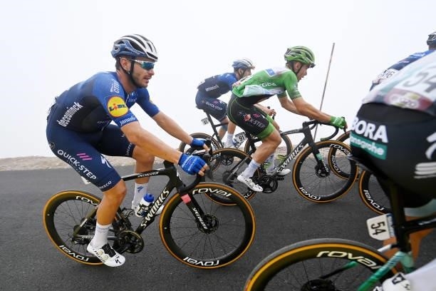 Florian Senechal of France and Fabio Jakobsen of Netherlands and Team Deceuninck - Quick-Step green points jersey compete during the 76th Tour of...