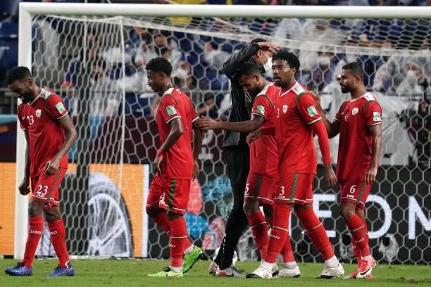 Oman celebrates winnings FIFA World Cup Asian Qualifier Final Round Group B match between Japan and Oman at Panasonic Stadium Suita on September 02,...