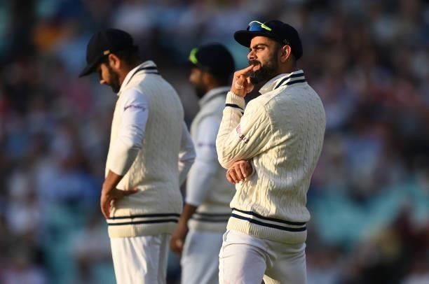 Virat Kohli of India looks on during the 4th LV= Test Match between England and India at The Kia Oval on September 02, 2021 in London, England.