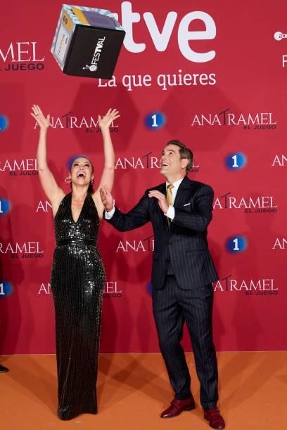 Actress Natalia Verbeke and actor Unax Ugalde attend 'Ana Tramel. El Juego' premiere at the Europe Congress Palace during day 3 of the FesTVal 2021...