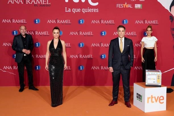 Tomas del Estal, Natalia Verbeke, Unax Ugalde and Maria Zabala attend 'Ana Tramel. El Juego' photocall at the Europe Congress Palace during day 3 of...