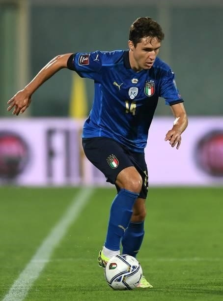Federico Chiesa of Italy in action during the 2022 FIFA World Cup Qualifier match between Italy and Bulgaria at Artemio Franchi on September 02, 2021...