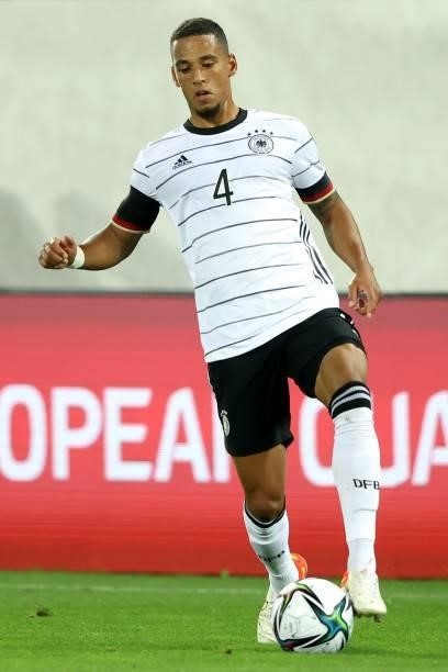 Thilo Kehrer of Germany runs with the ball during the 2022 FIFA World Cup Qualifier match between Liechtenstein and Germany at Kybunpark on September...