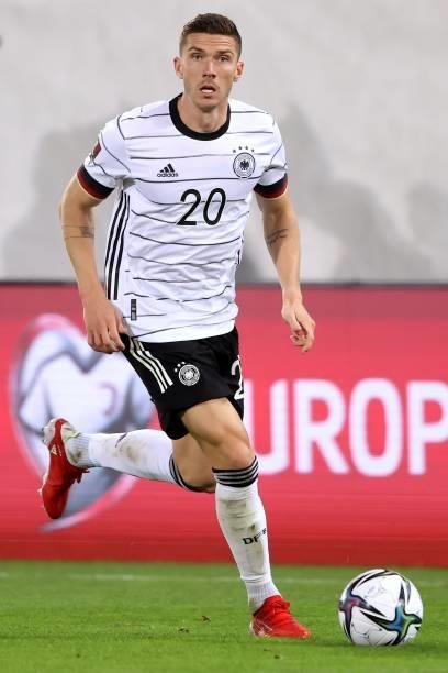 Robin Gosens of Germany runs with the ball during the 2022 FIFA World Cup Qualifier match between Liechtenstein and Germany at Kybunpark on September...