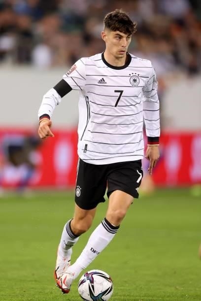 Kai Havertz of Germany runs with the ball during the 2022 FIFA World Cup Qualifier match between Liechtenstein and Germany at Kybunpark on September...
