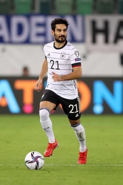 Ilkay Gündogan of Germany runs with the ball during the 2022 FIFA World Cup Qualifier match between Liechtenstein and Germany at Kybunpark on...