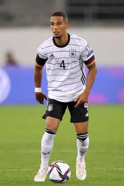 Thilo Kehrer of Germany runs with the ball during the 2022 FIFA World Cup Qualifier match between Liechtenstein and Germany at Kybunpark on September...