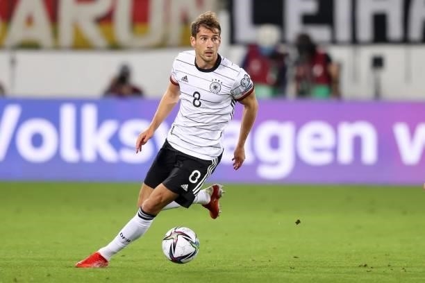 Leon Goretzka of Germany runs with the ball during the 2022 FIFA World Cup Qualifier match between Liechtenstein and Germany at Kybunpark on...