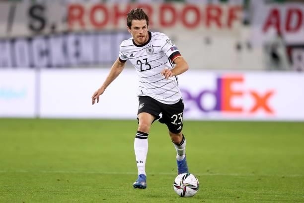 Jonas Hofmann of Germany runs with the ball during the 2022 FIFA World Cup Qualifier match between Liechtenstein and Germany at Kybunpark on...
