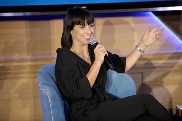 Constance Zimmer speaks during the 2021 Environmental Media Association IMPACT Summit sponsored by Toyota, H&M Foundation & Montage International at...