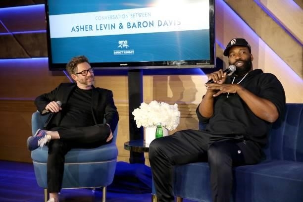 Asher Levin and Baron Davis speak during the 2021 Environmental Media Association IMPACT Summit sponsored by Toyota, H&M Foundation & Montage...