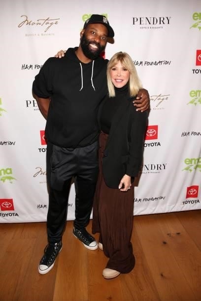 Baron Davis and EMA CEO Debbie Levin attend the 2021 Environmental Media Association IMPACT Summit sponsored by Toyota, H&M Foundation & Montage...