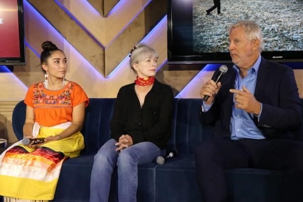 Alexis Saenz, Frances Fisher and John Quigley speak during the 2021 Environmental Media Association IMPACT Summit sponsored by Toyota, H&M Foundation...