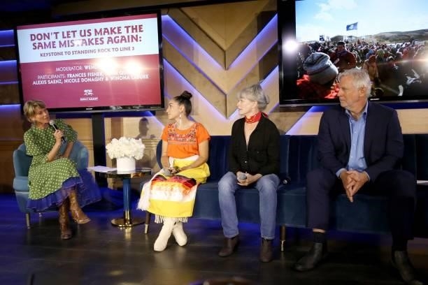 Wendie Malick, Alexis Saenz, Frances Fisher and John Quigley speak during the 2021 Environmental Media Association IMPACT Summit sponsored by Toyota,...
