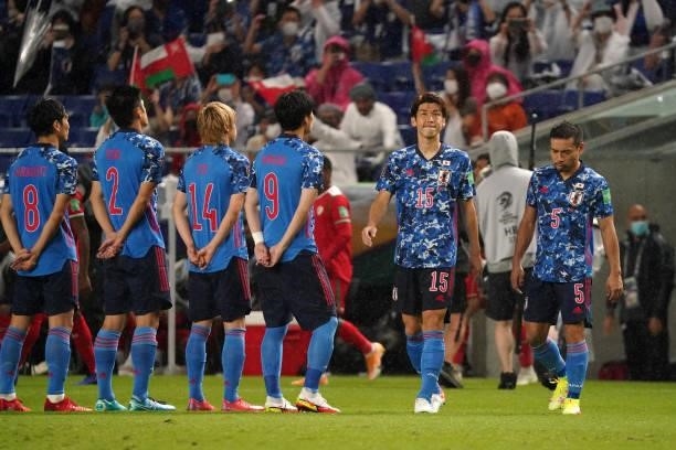 Players of Japan enter the pitch prior to FIFA World Cup Asian Qualifier Final Round Group B match between Japan and Oman at Panasonic Stadium Suita...