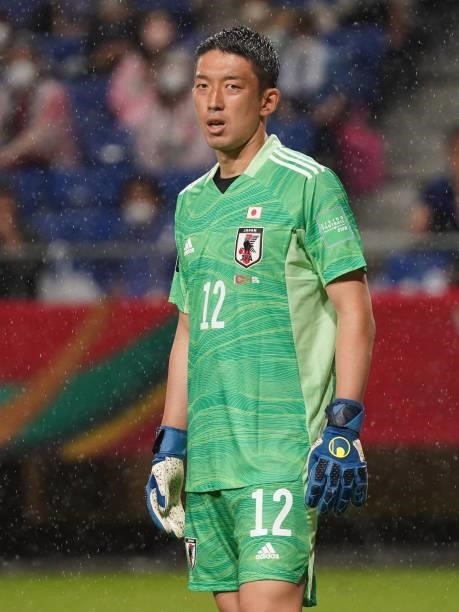 Shuichi Gonda of Japan in action during FIFA World Cup Asian Qualifier Final Round Group B match between Japan and Oman at Panasonic Stadium Suita on...